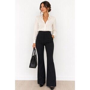 Athleta Stellar Flare Trouser Pants Women’s Size 4 Black Yoga Office Athleisure